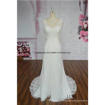 Handmade Flowers Elegant Strapless Beaded A Line Chiffon Bridal Gown